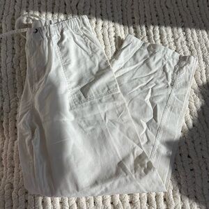 White Linen Drawstring Pants